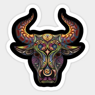 Bull Hispter Art Sticker